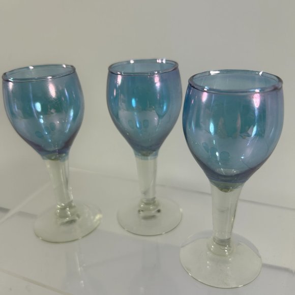Liqueur 6 Glasses Blue Port Wine Barware Sherry Unbranded 1.5 oz Cordial Shots - Picture 2 of 8